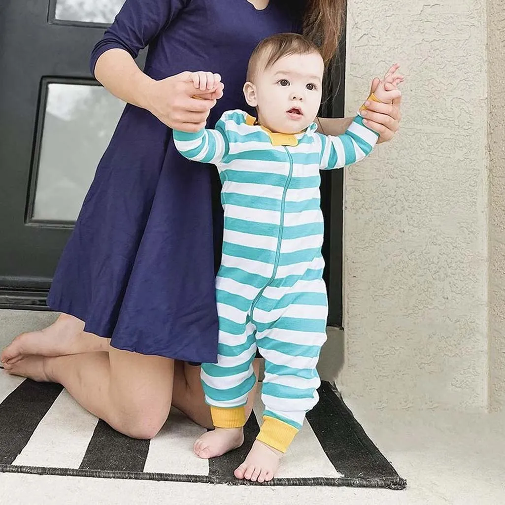 100% Organic Cotton One-piece Baby Pajamas: Stripes