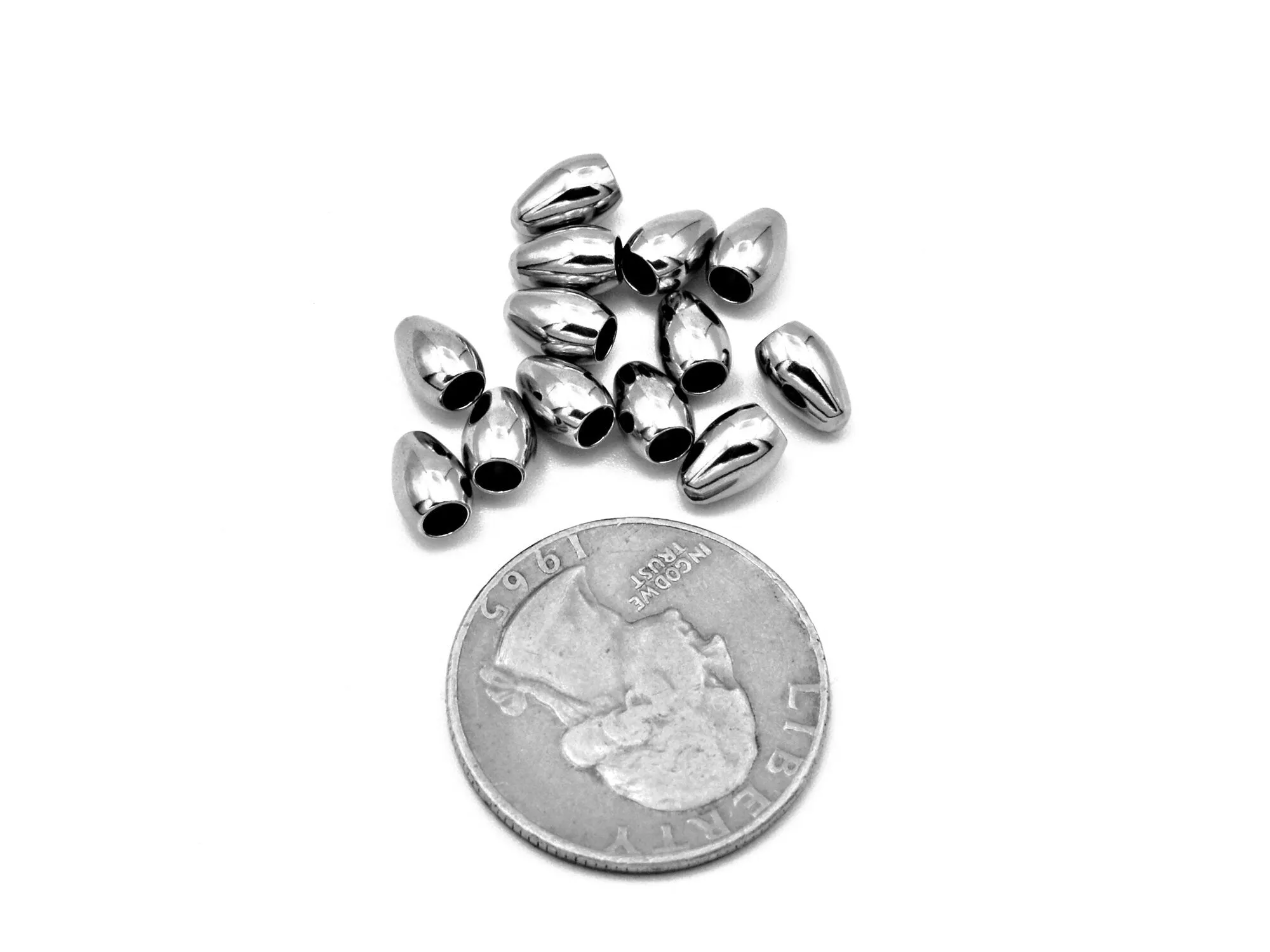 20 PCs Stainless Steel Tear drop Trim End Plain Beads Glue on Size 8x5mm Jewelry Findings Supply For Jewelry Making and Wholesale