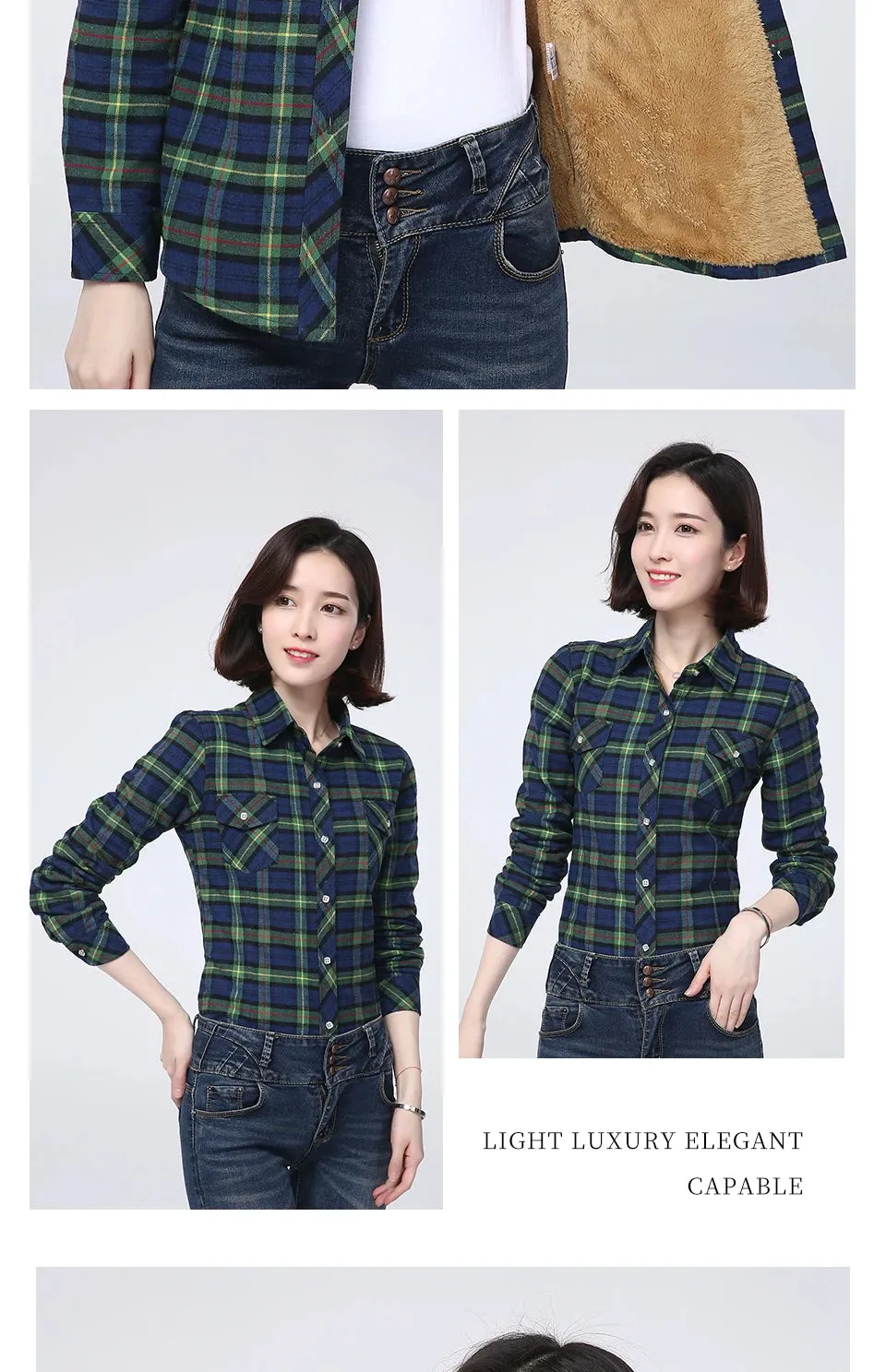 2023 Winter New Women's Warm Plaid Shirt Coat Casual Fleece Velvet Plus Thicke Tops Brand College Style Woman Clothes Outerwear