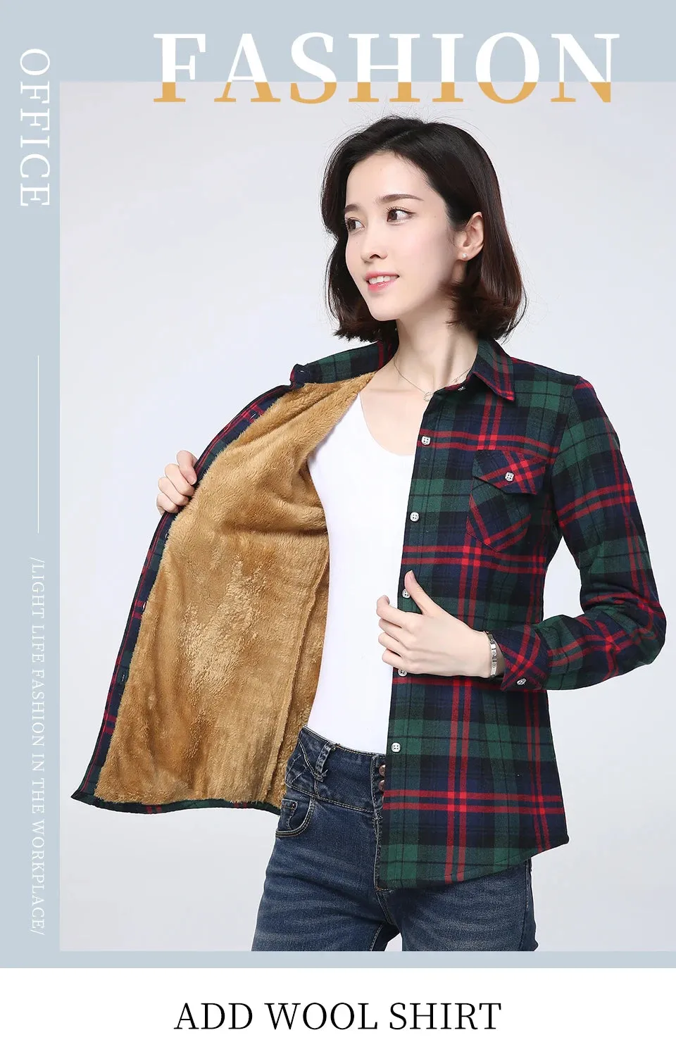 2023 Winter New Women's Warm Plaid Shirt Coat Casual Fleece Velvet Plus Thicke Tops Brand College Style Woman Clothes Outerwear