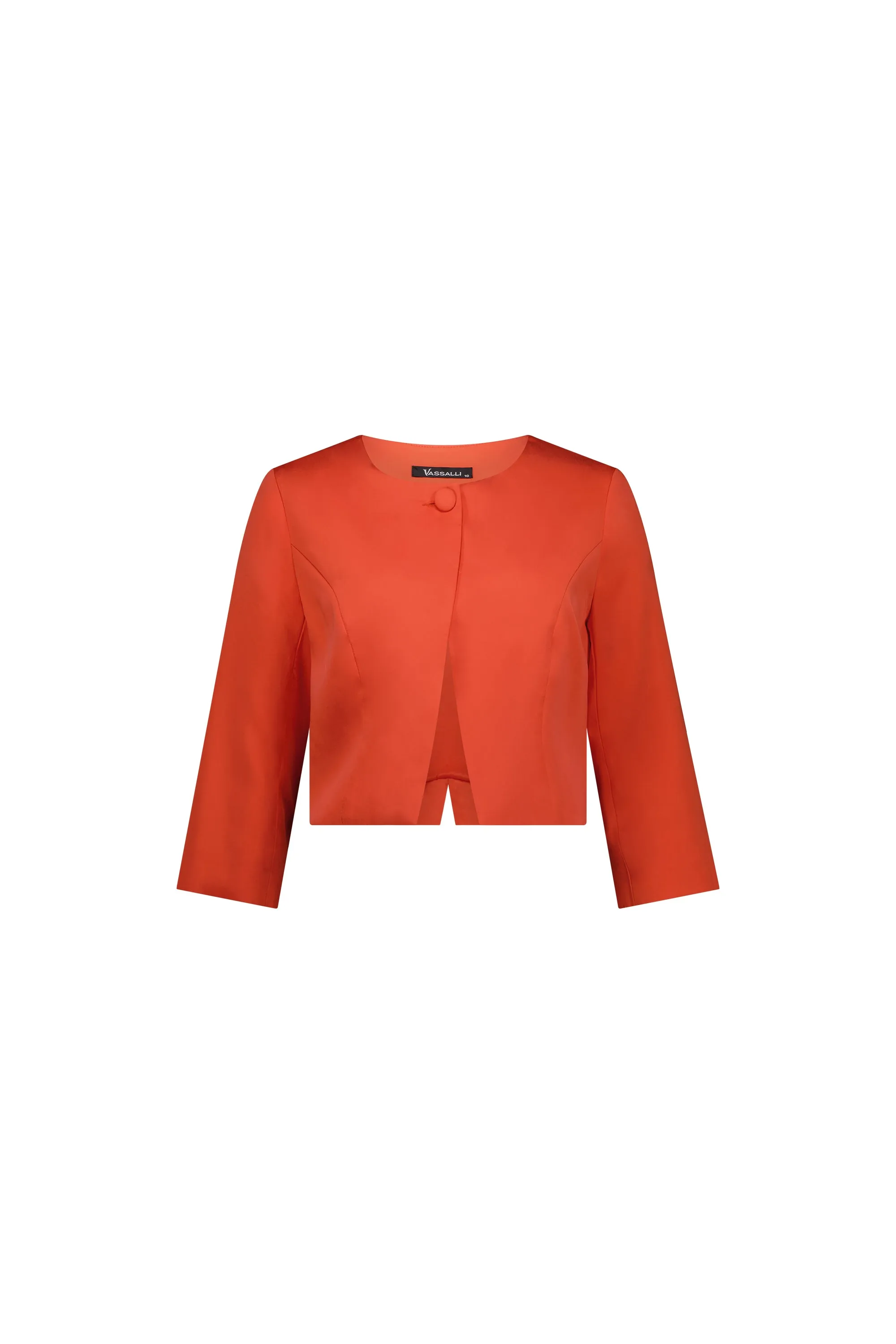 2087 3/4 Sleeve Single Button Cropped Jacket :Punch