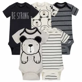 5-Pack Boys Bear Short Sleeve Onesies Bodysuits