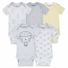 5-Pack Neutral Sheep Short Sleeve Onesies Bodysuits