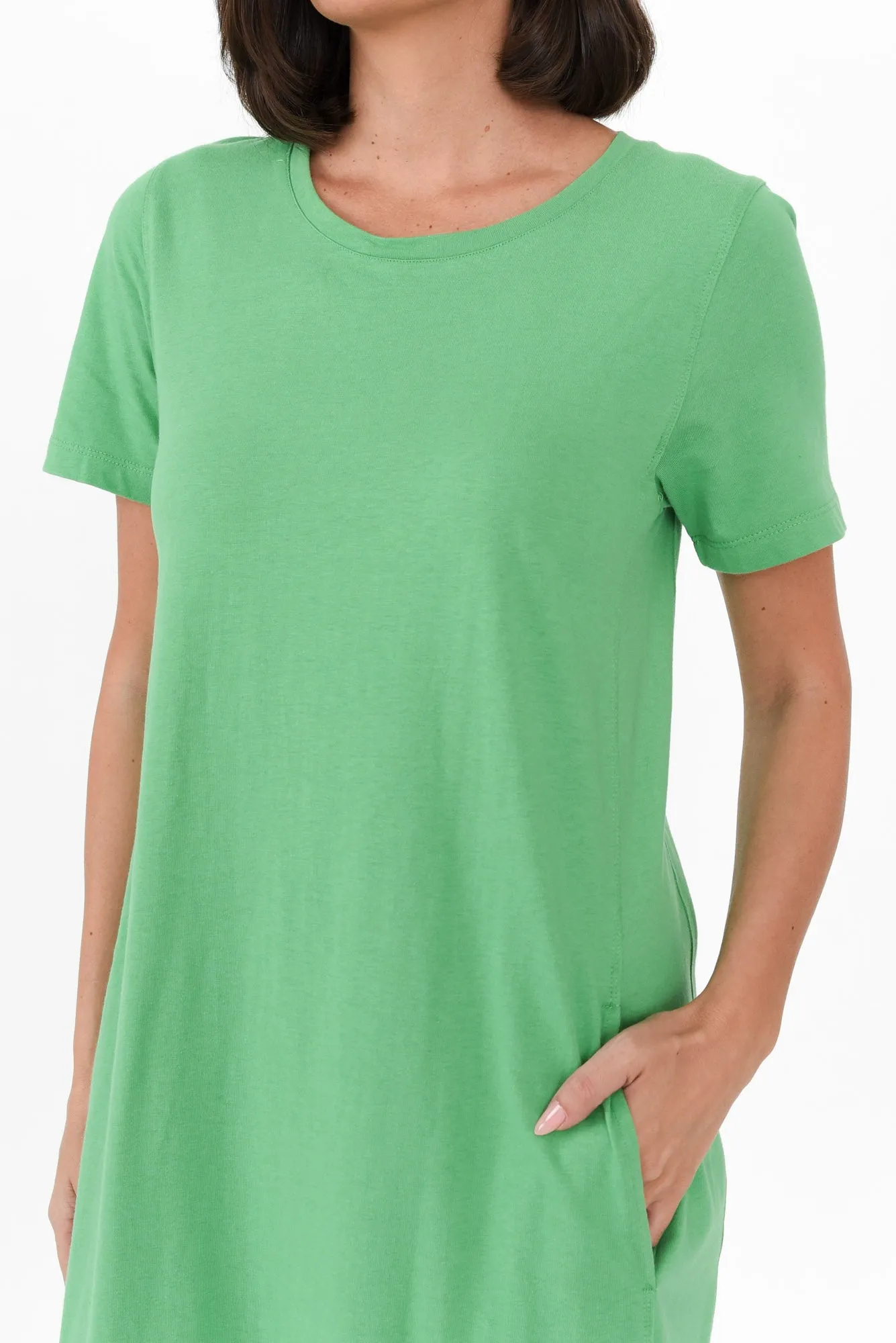 Adira Green Cotton Pocket Dress