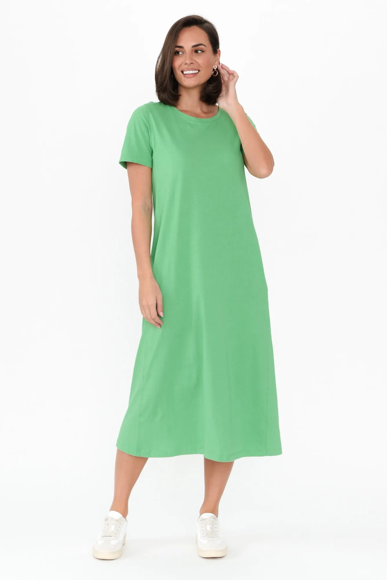 Adira Green Cotton Pocket Dress