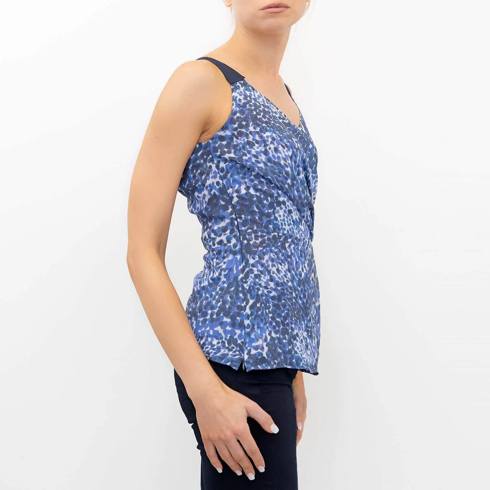 Adolfo Dominguez Blue Leopard Print Sleeveless Tank Top