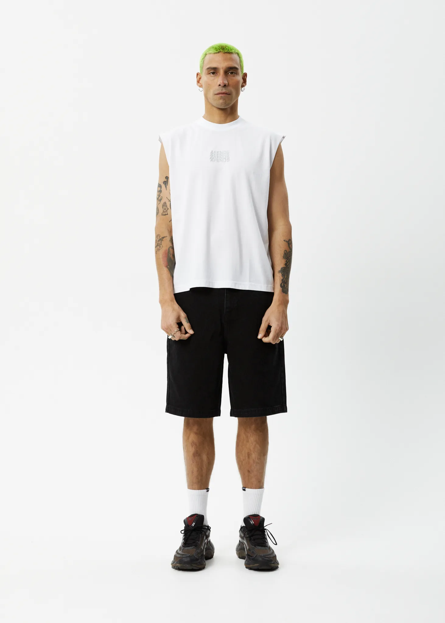 AFENDS Mens Limits - Graphic Sleeveless T-Shirt - White