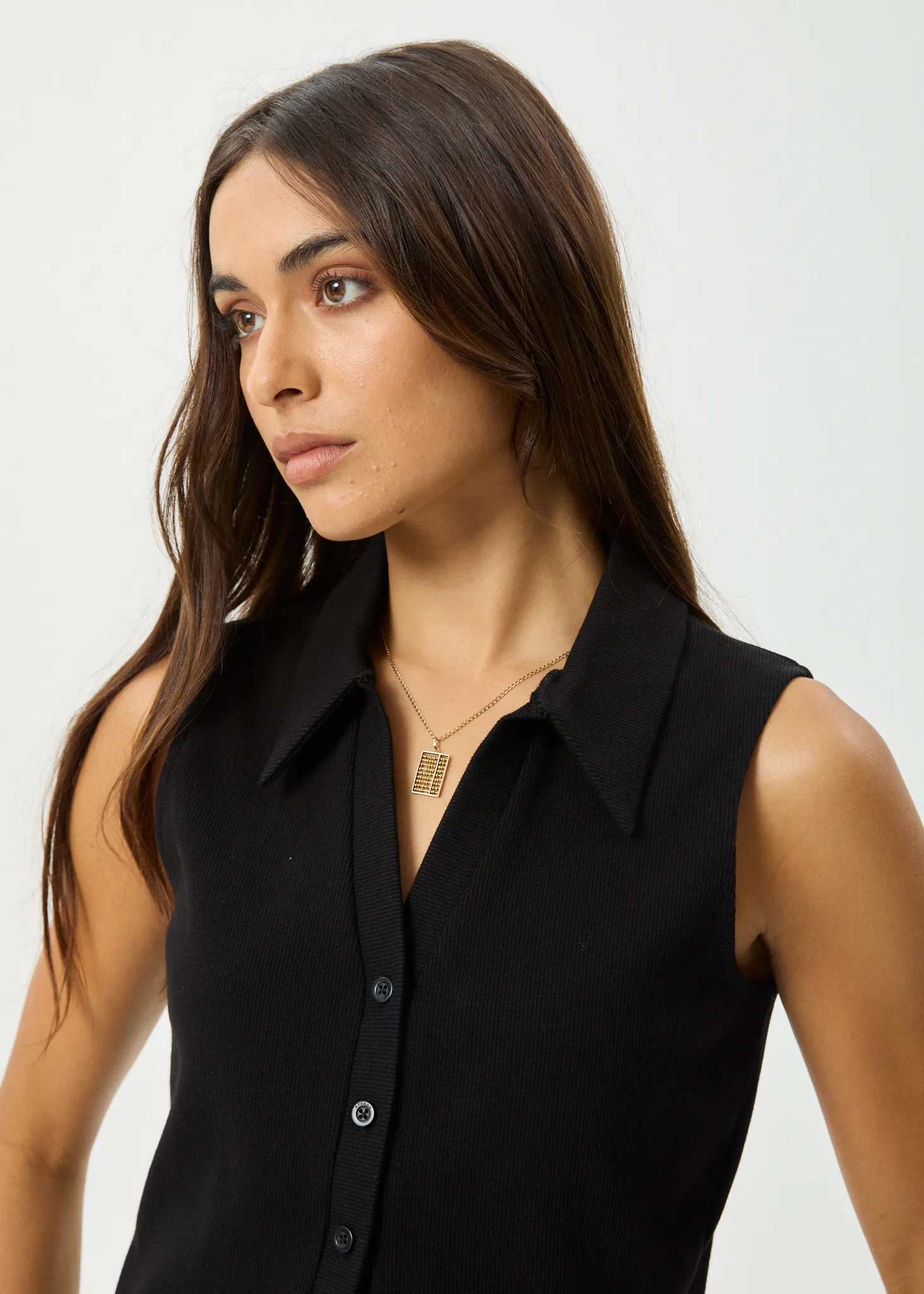 AFENDS Womens Eliza - Rib Sleeveless Shirt - Black