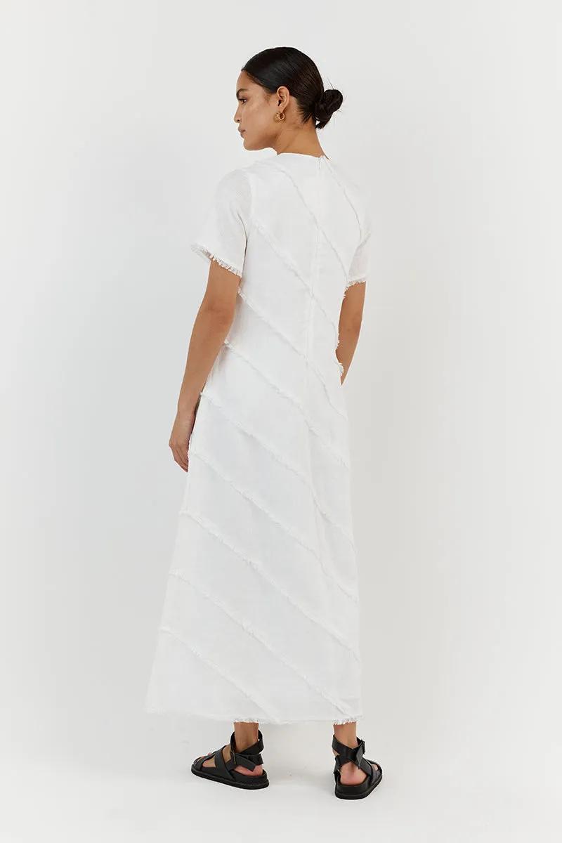 ALEXA WHITE LINEN SLEEVED DRESS