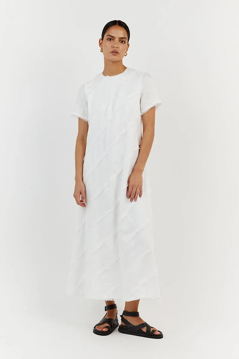 ALEXA WHITE LINEN SLEEVED DRESS