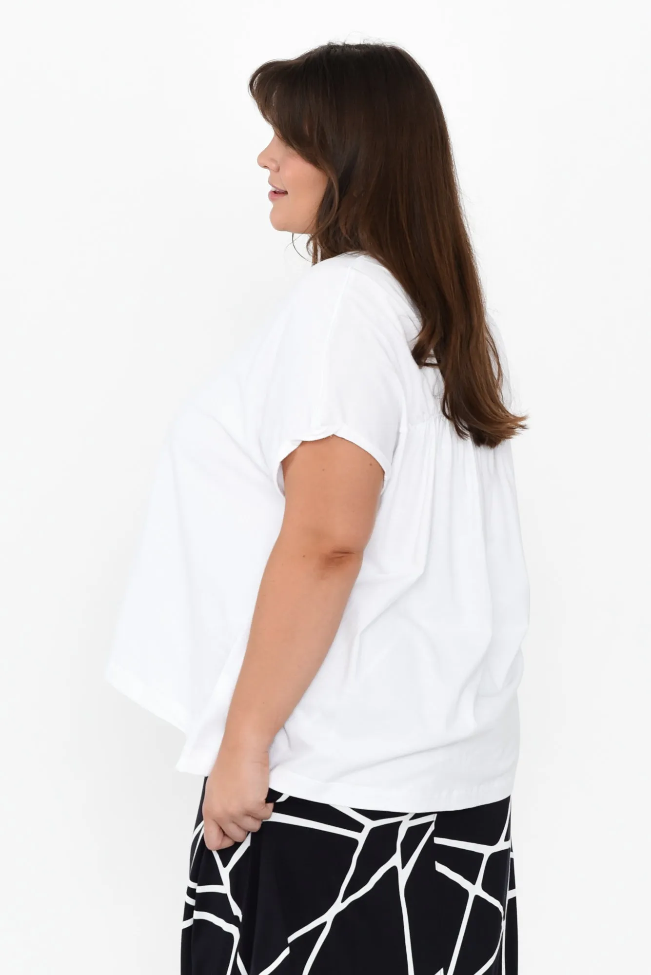 Anabeth White Cotton Swing Top