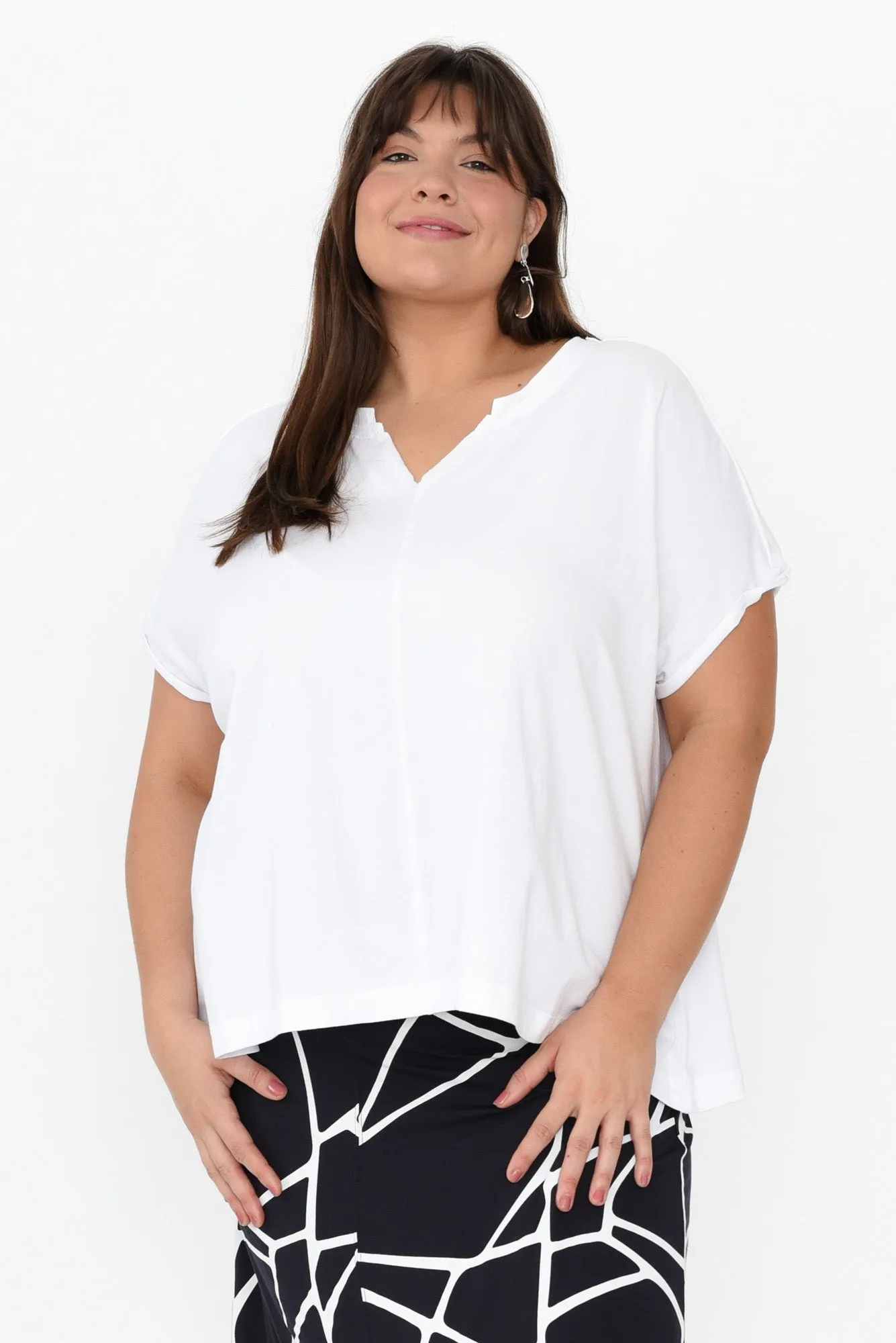 Anabeth White Cotton Swing Top