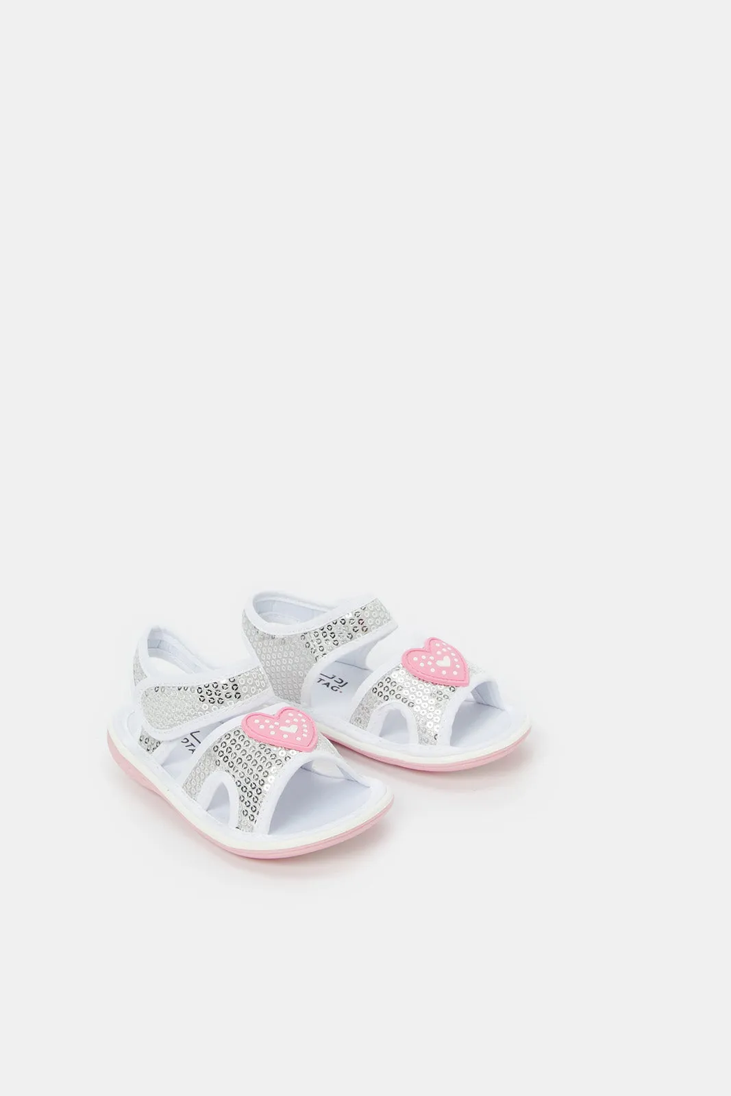 Babies White Embellished Heart Trim Pump