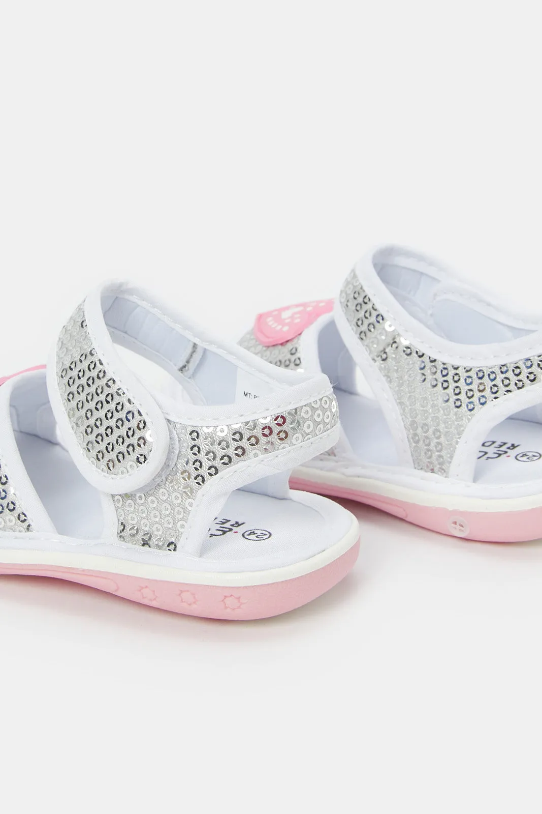 Babies White Embellished Heart Trim Pump