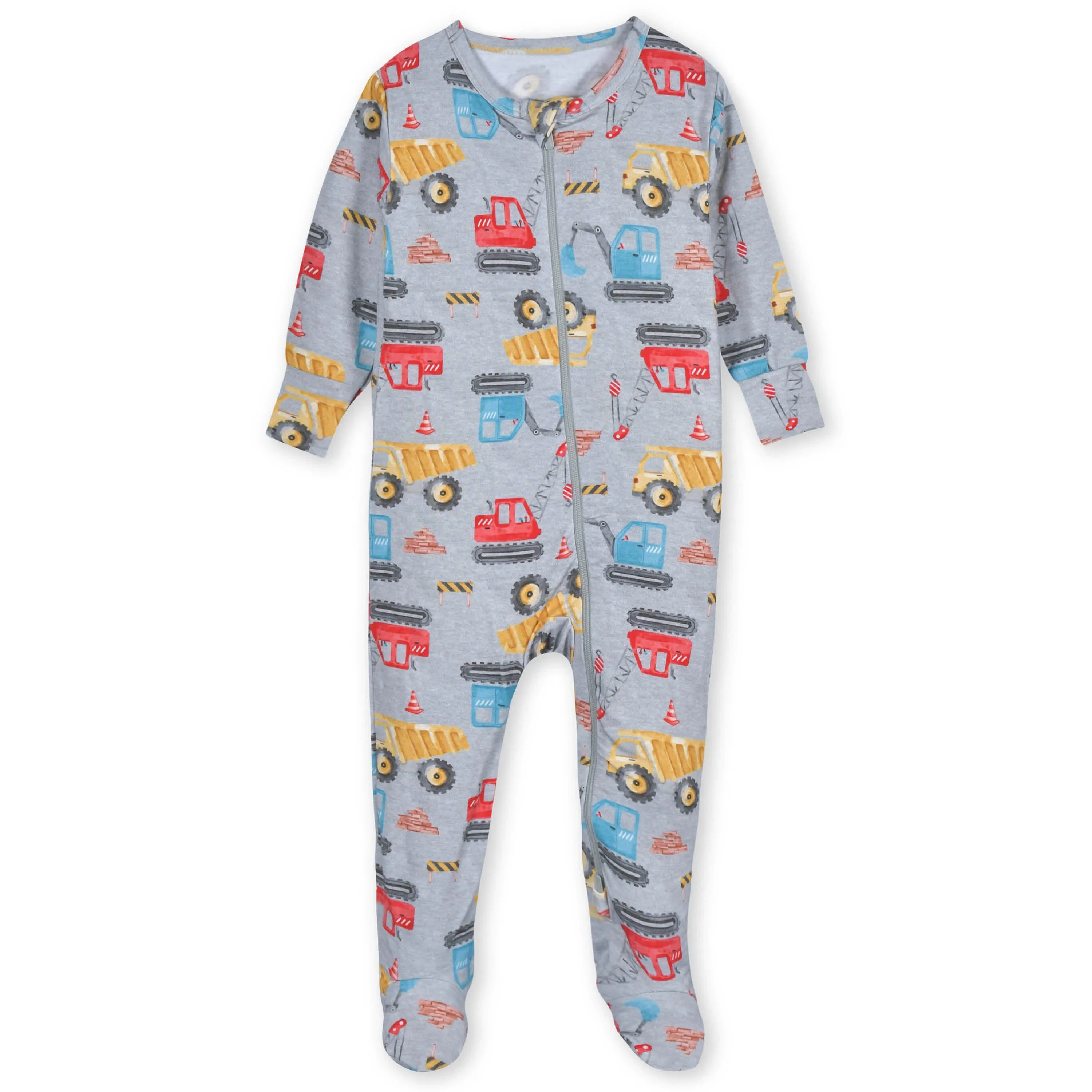 Baby & Toddler Boys Construction Trucks Buttery Soft Viscose Made from Eucalyptus Snug Fit Footed Pajamas