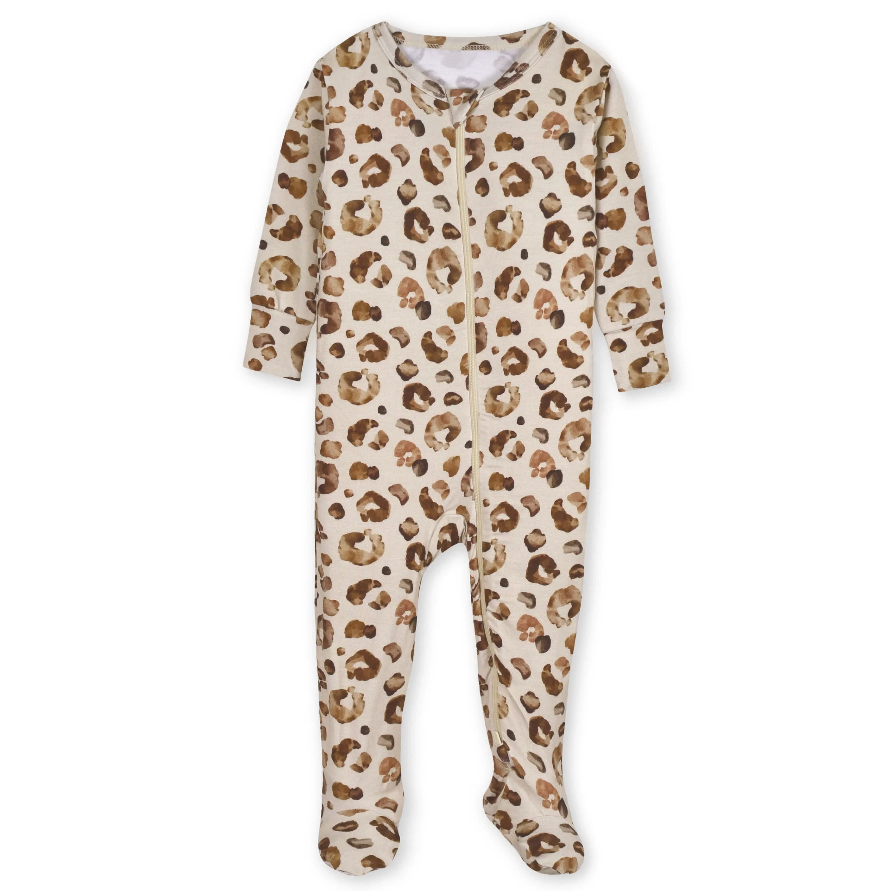 Baby & Toddler Spotted Leopard Buttery Soft Viscose Made from Eucalyptus Snug Fit Footed Pajamas