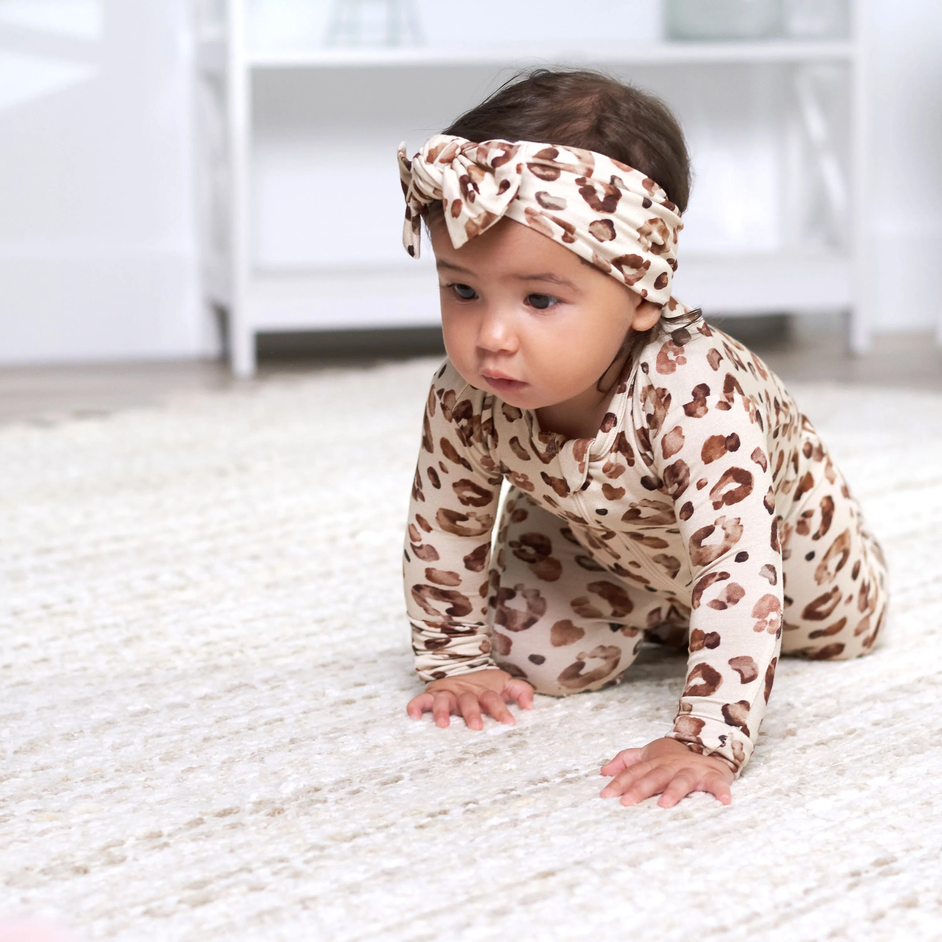 Baby & Toddler Spotted Leopard Buttery Soft Viscose Made from Eucalyptus Snug Fit Footed Pajamas