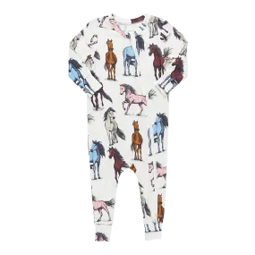 Baby Bamboo Romper - Multi Horses