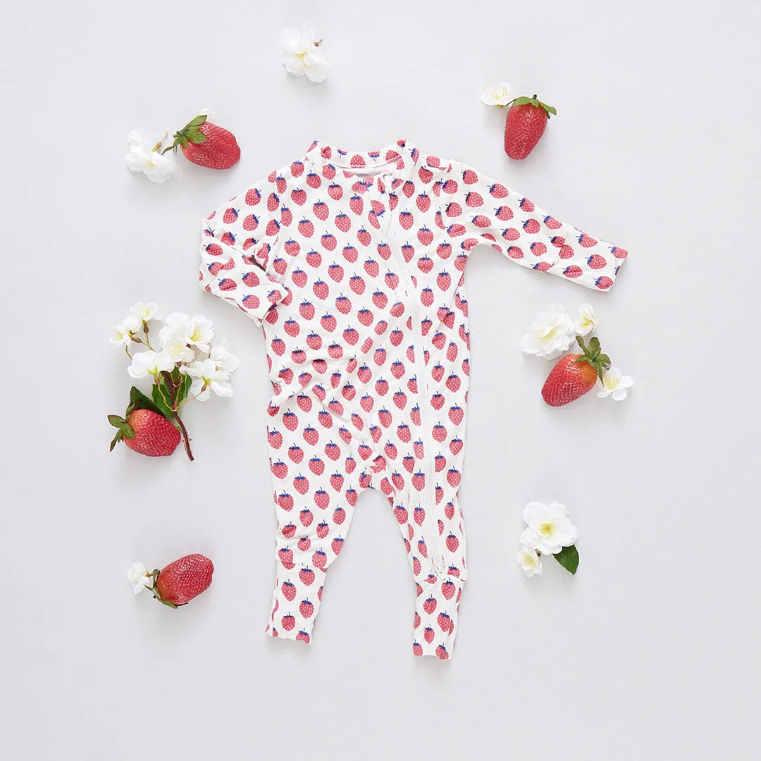 Baby Bamboo Romper - Petite Strawberries