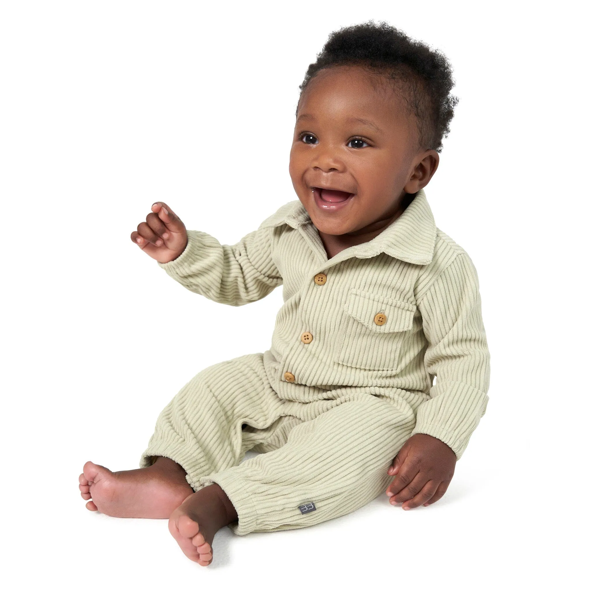 Baby Boys Sage Corduroy Romper