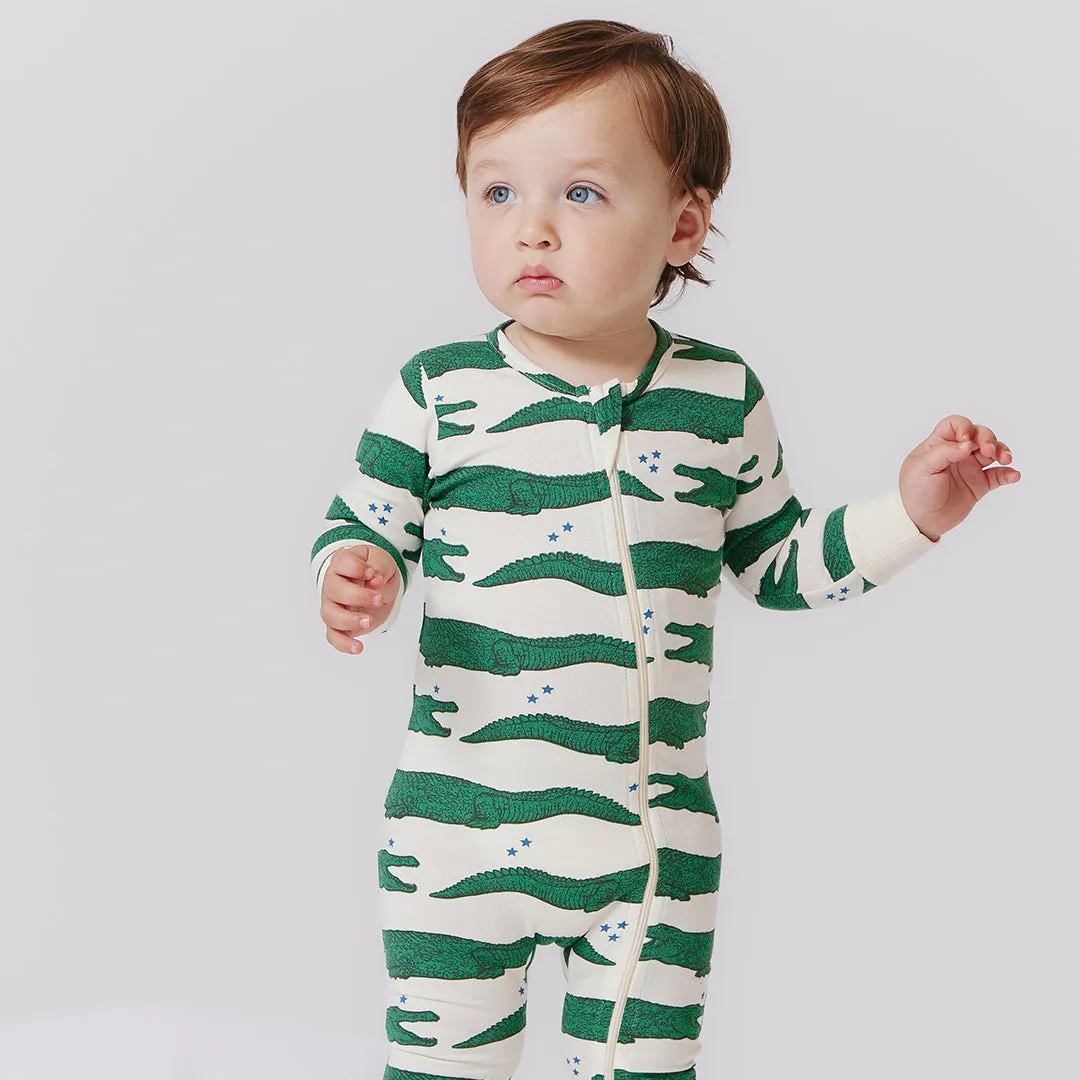 Baby Organic Romper - Crocodile Stars