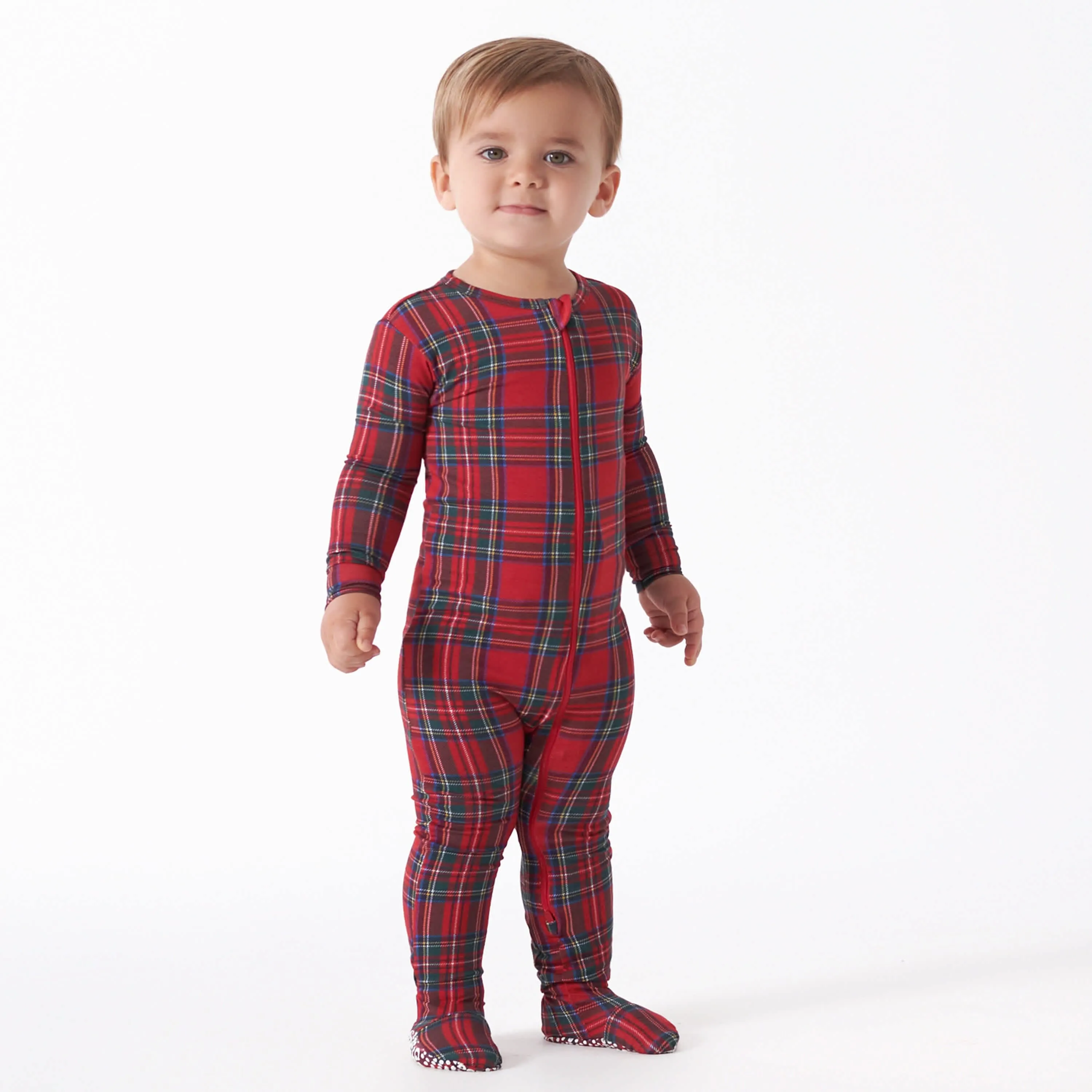 Baby Plaid About You Buttery Soft Viscose Made from Eucalyptus Snug Fit Footed Holiday Pajamas