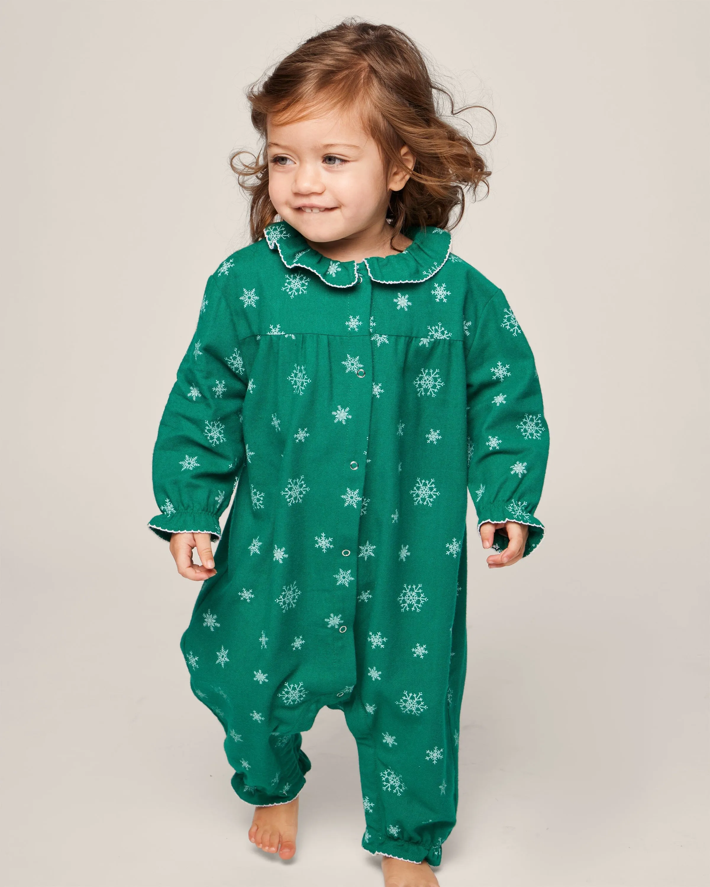 Baby's Flannel Madeline Romper | Emerald Wonderland