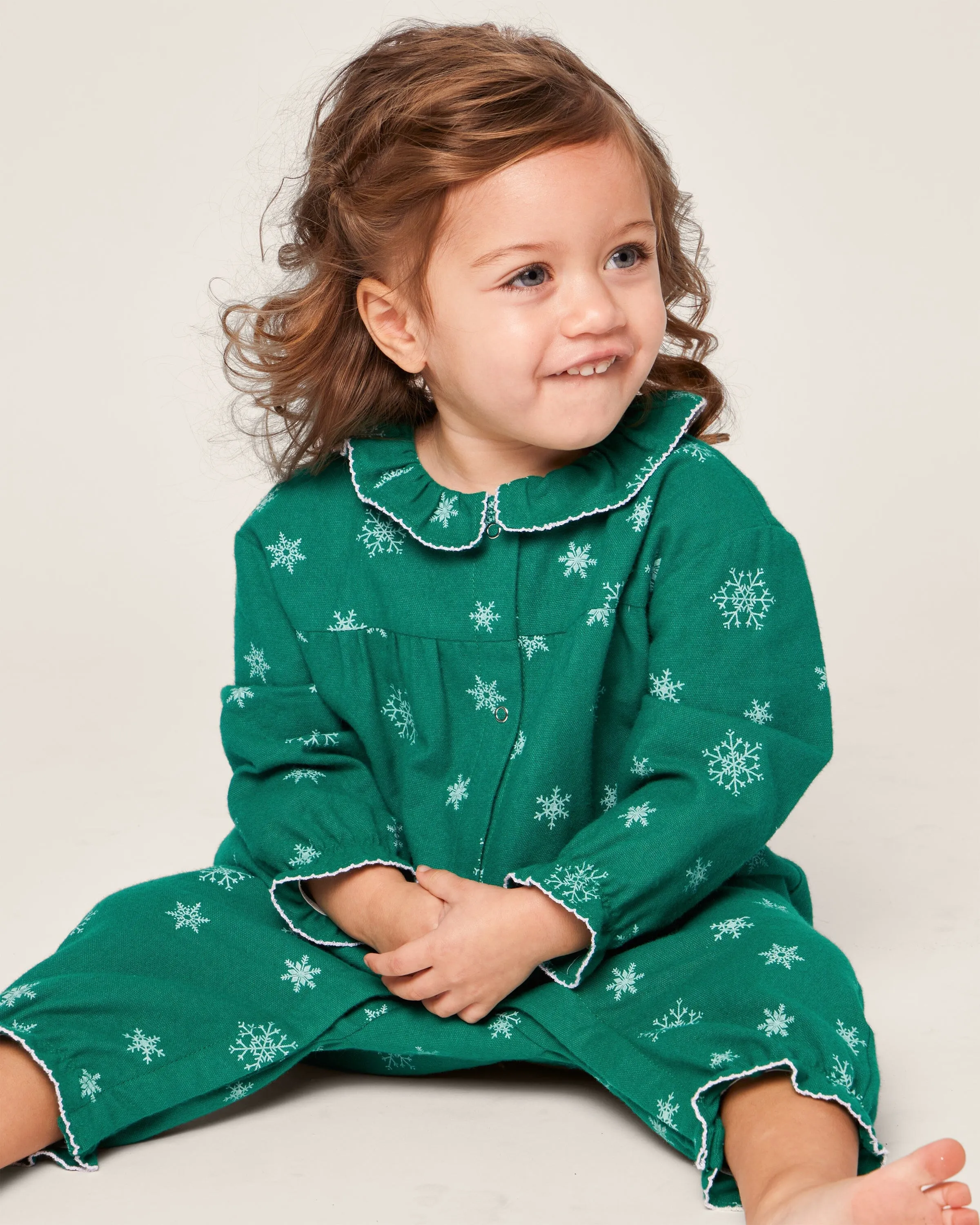 Baby's Flannel Madeline Romper | Emerald Wonderland