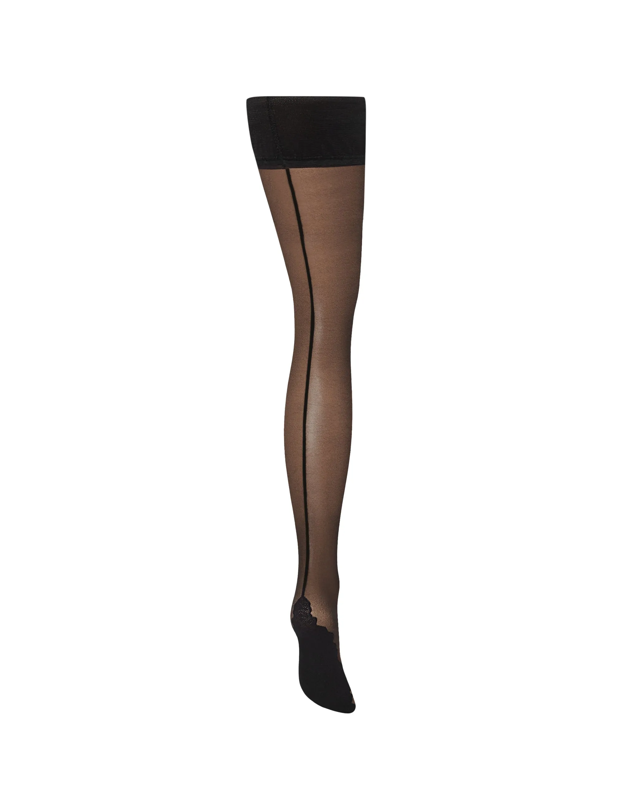 Back Seam Leg/Plain Top Hold Ups Black