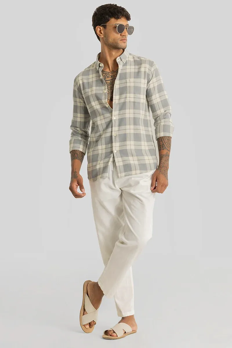 Beacon Light Grey Checks Linen Shirt