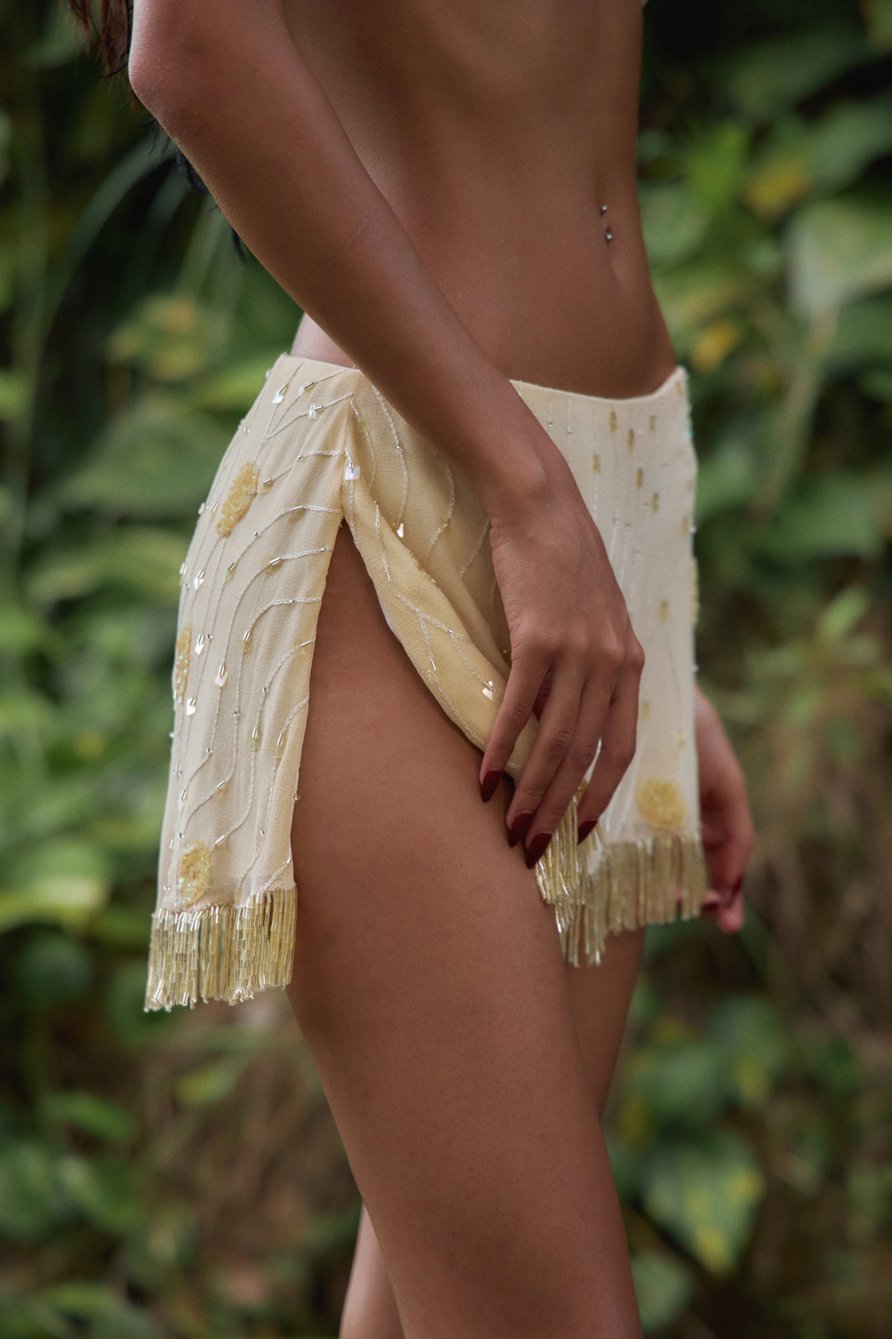 Beaded Mini Skirt Butter