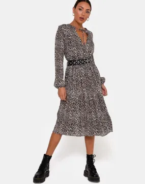 Bello Midi Dress in Rar Leopard Brown