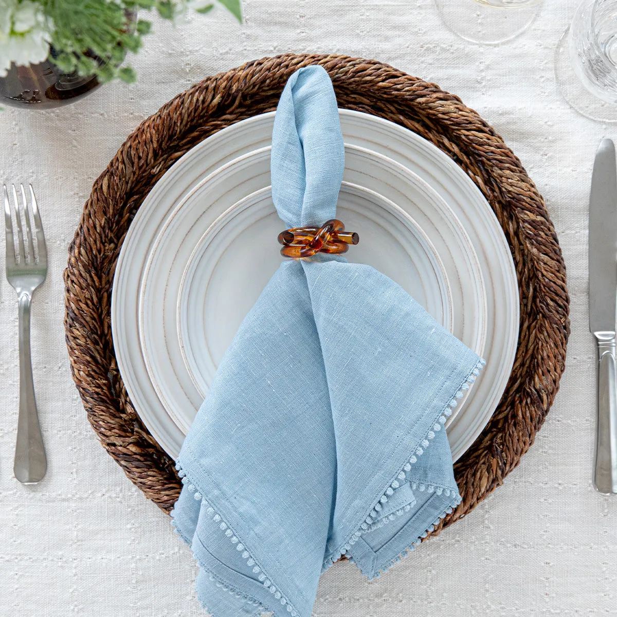 Berry Trim Napkin - Chambray