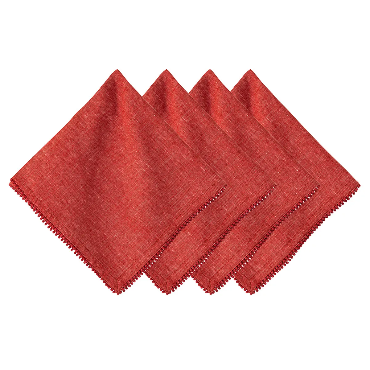 Berry Trim Napkin Set/4 - Red