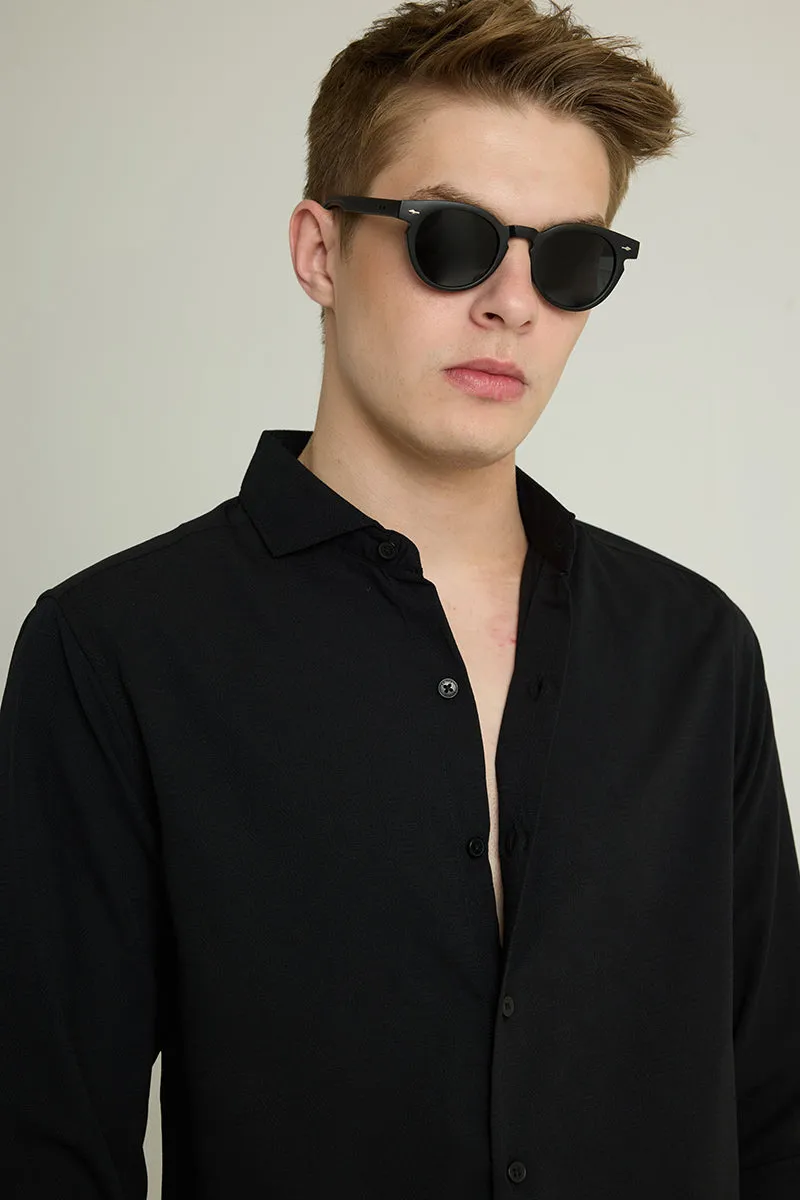 Black French Collar Shirt