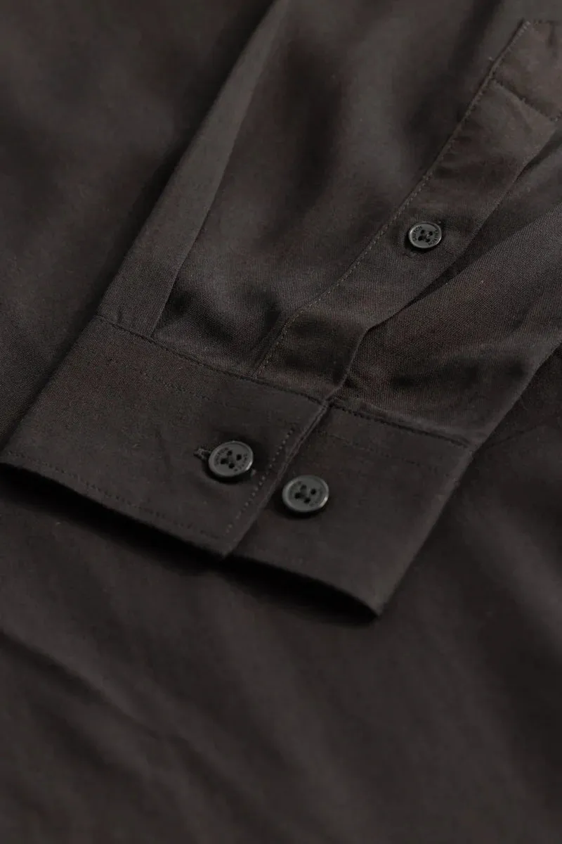 Black Mandarin Collar Shirt