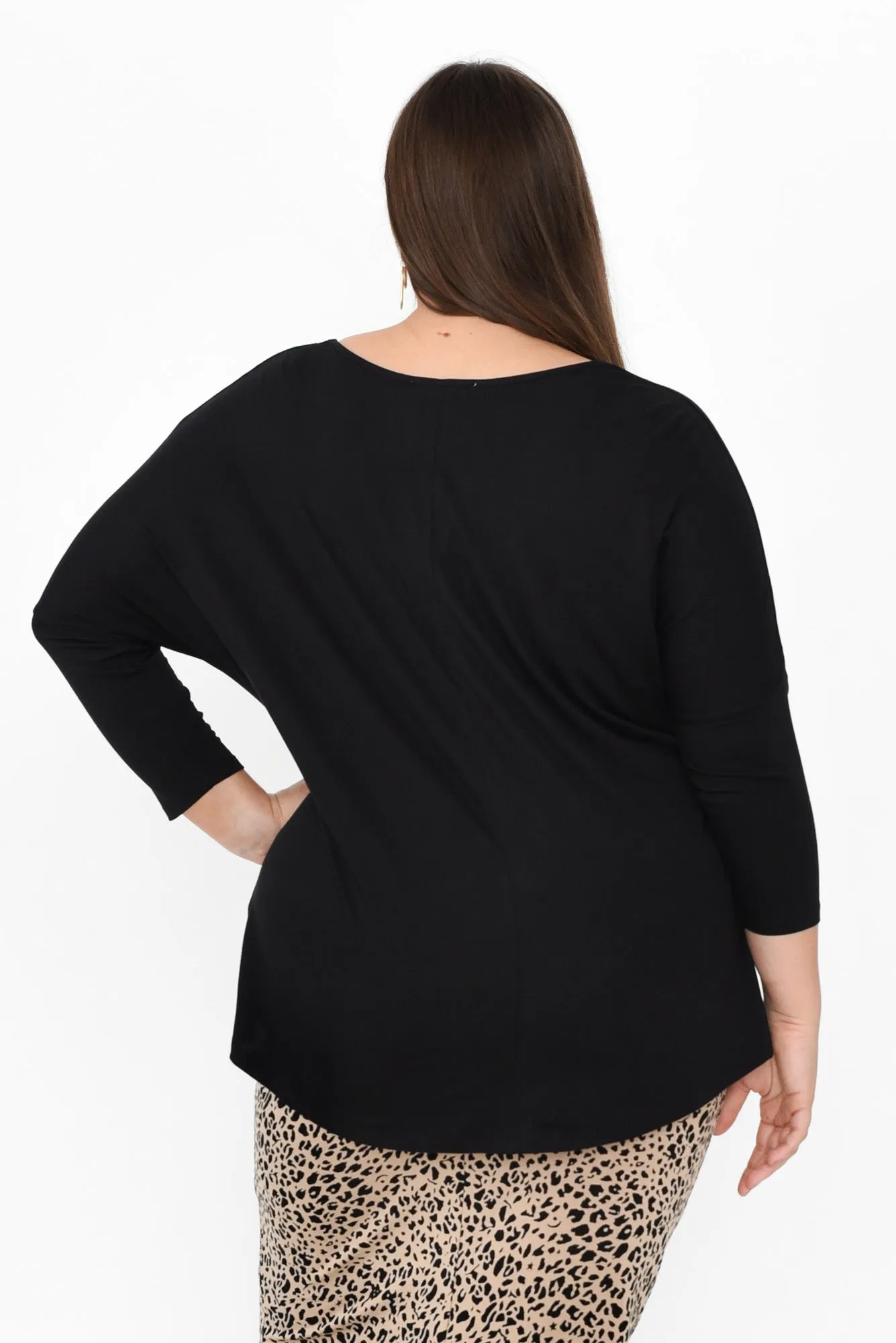 Black Milan 3/4 Sleeve Top