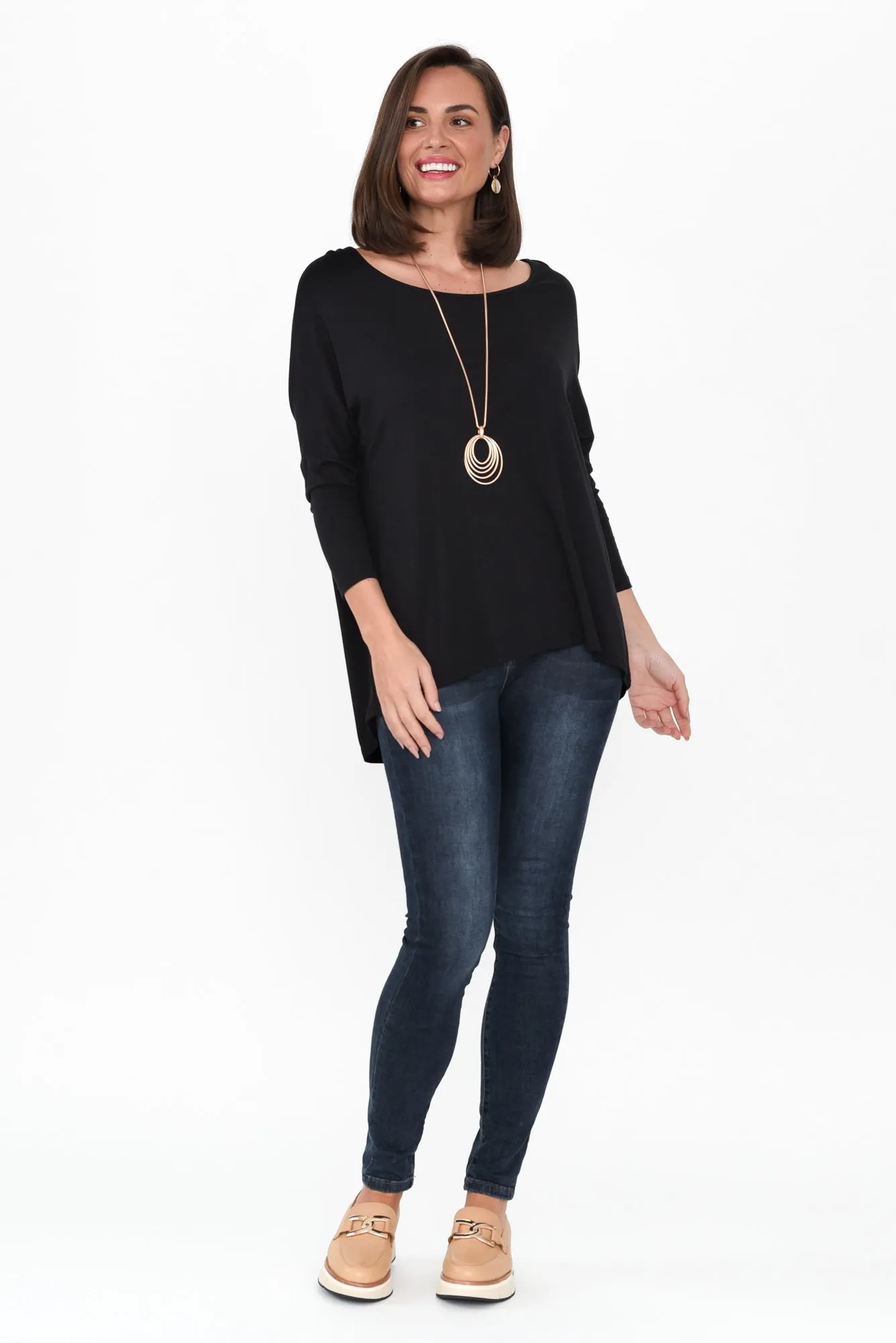 Black Milan 3/4 Sleeve Top