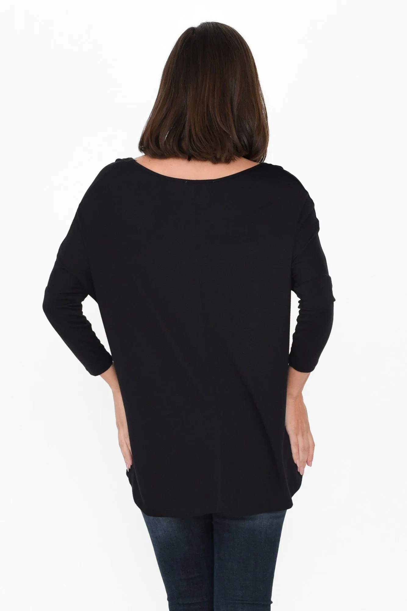 Black Milan 3/4 Sleeve Top