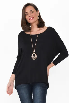 Black Milan 3/4 Sleeve Top