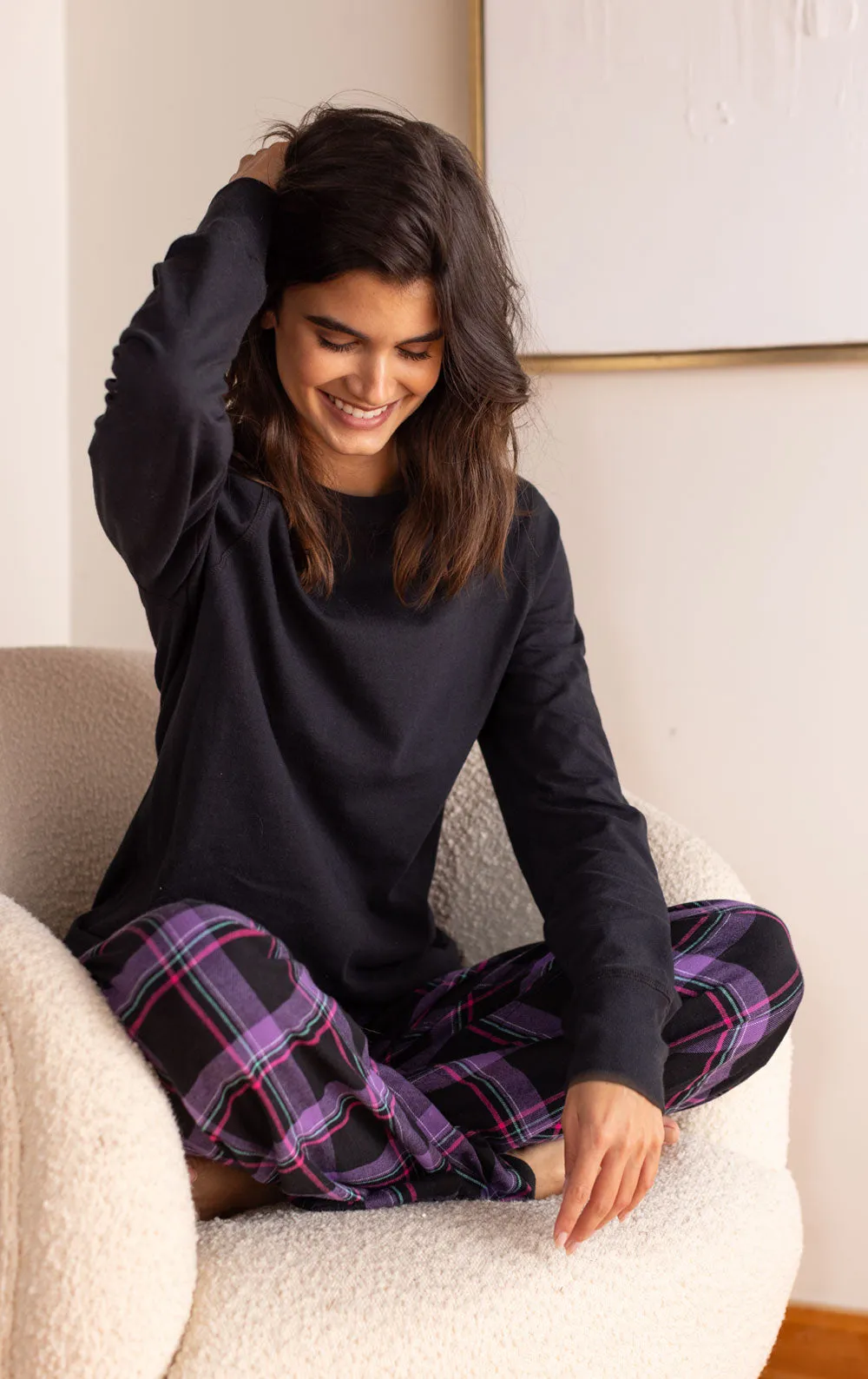 Blackberry Plaid Jersey-Top Flannel Pajamas