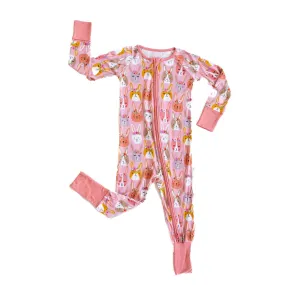 boho bunnies bamboo viscose convertible romper/sleeper in pink