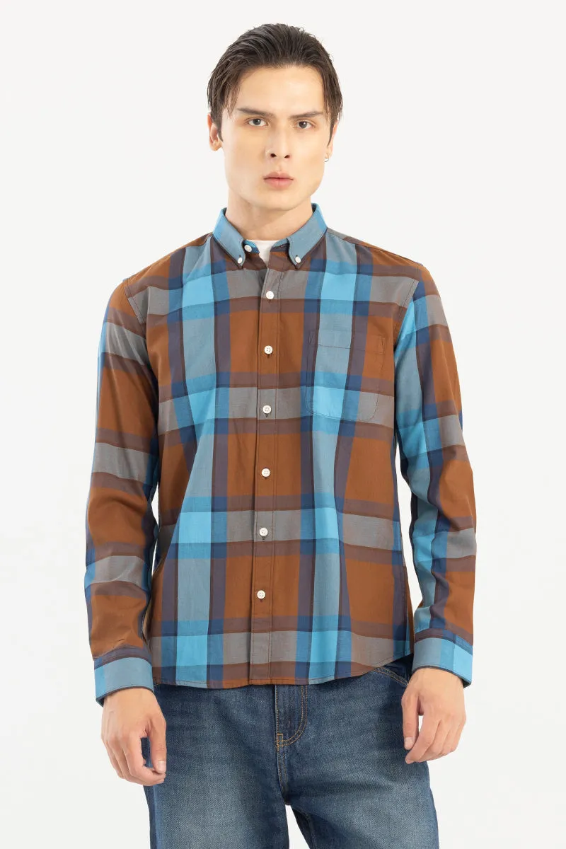 Bold Boundary Check Brown Shirt