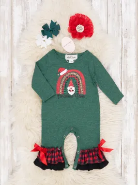 Buffalo Plaid Rainbow Ruffle Romper