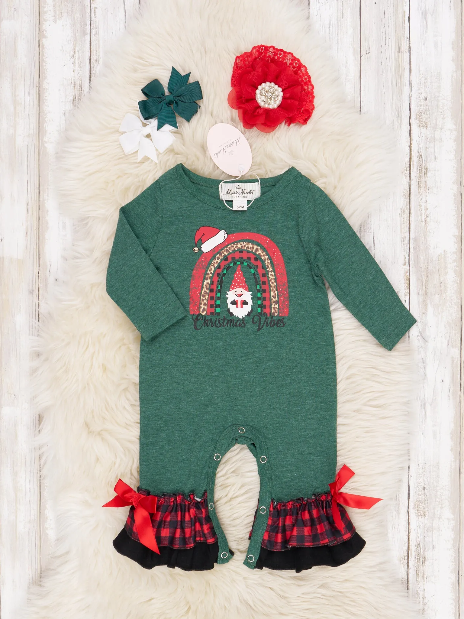 Buffalo Plaid Rainbow Ruffle Romper