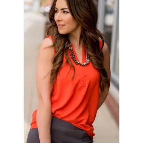 Button Top V-Neck Tank