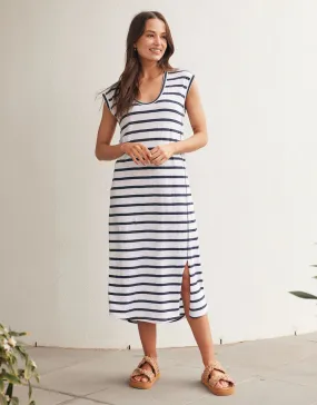 Cali Tank Dress - White/Navy Stripe