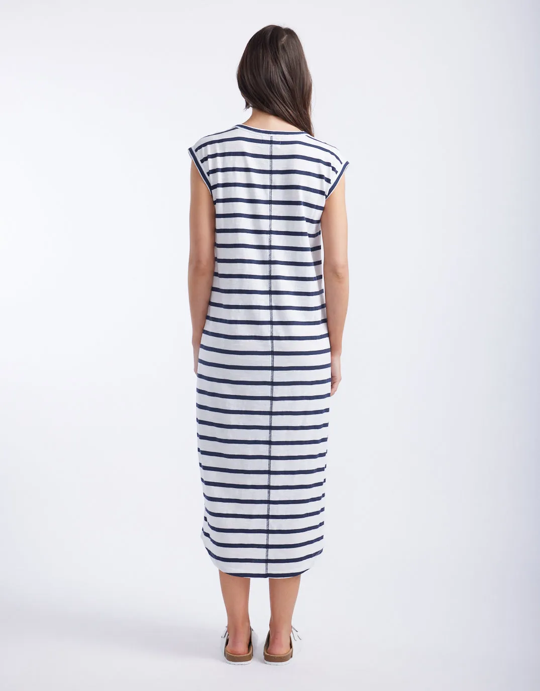 Cali Tank Dress - White/Navy Stripe