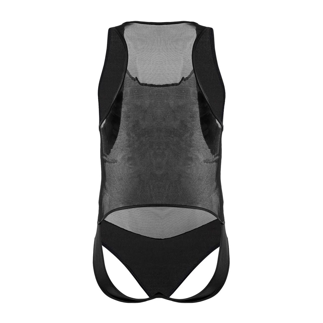 CandyMan 99716X Work-N-Out Bodysuit Black Plus Sizes