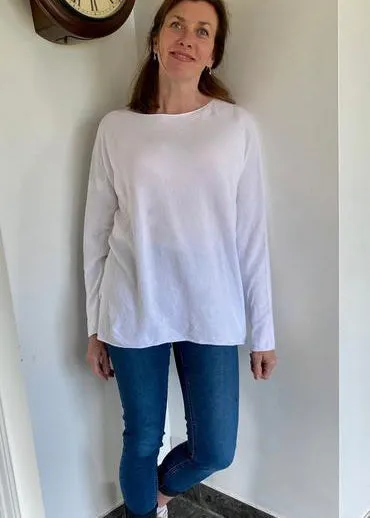 Cashmere Mix Round Neck Knit in Neutrals